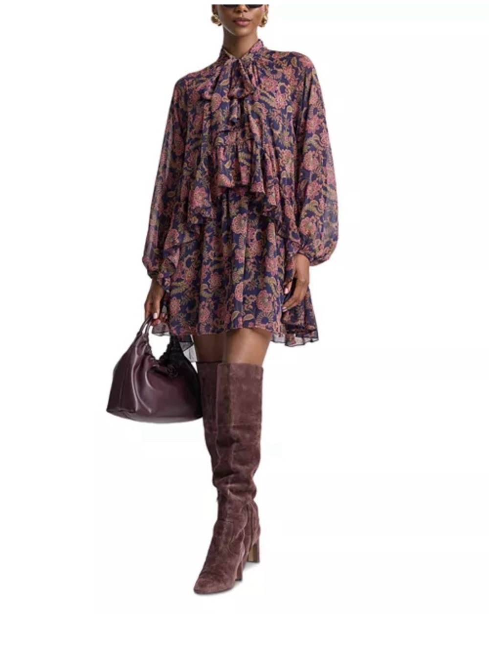 Avec Les Filles Plum Suede Over-the-Knee Boots